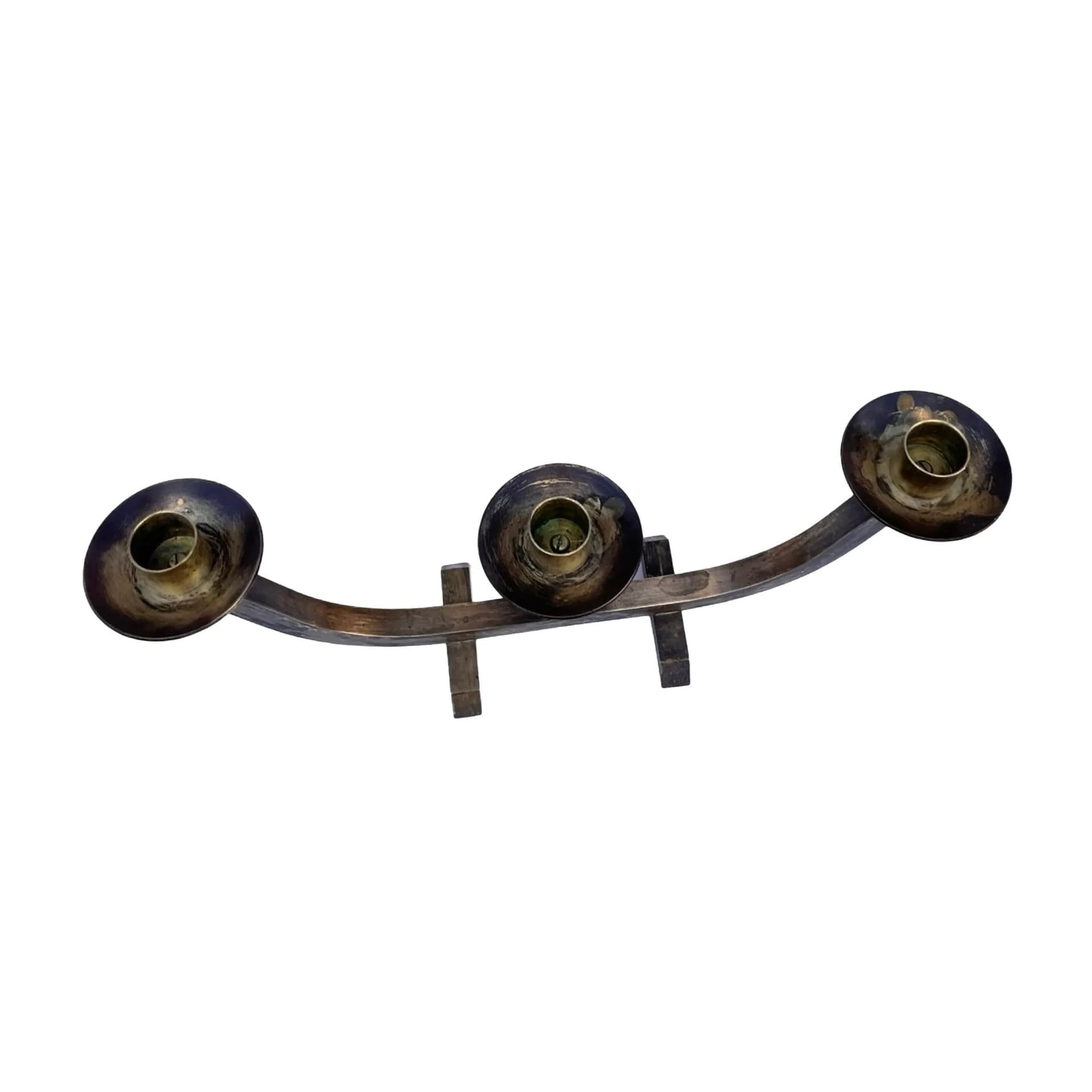 Brutalist candlestick, golden brass, Austria, 1970s. - 128493