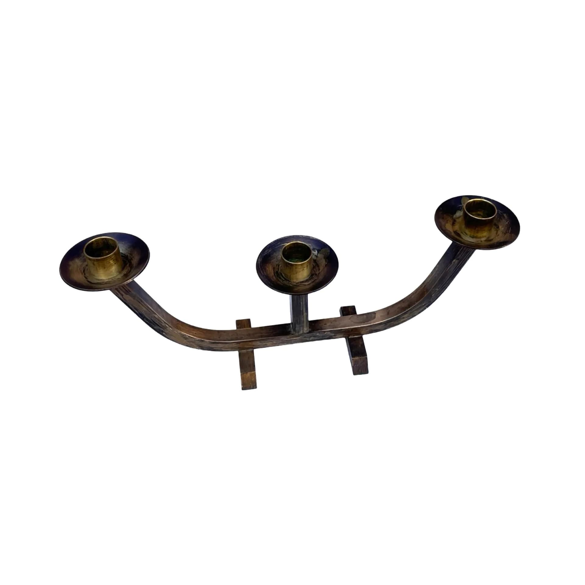 Brutalist candlestick, golden brass, Austria, 1970s. - 128496