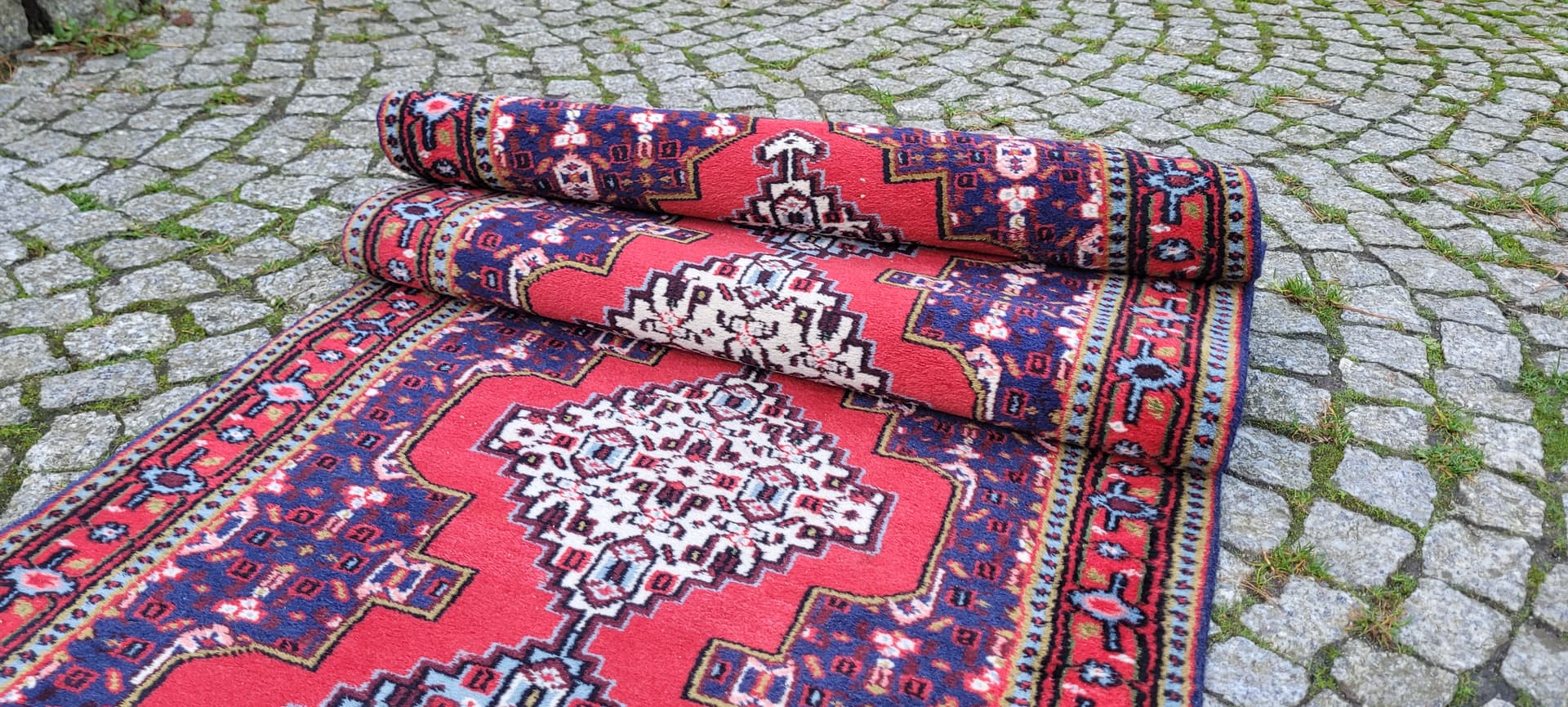 Dywan Kazak 255x73cm, multikolor, wełna, Indie, początek XX w. - 130057