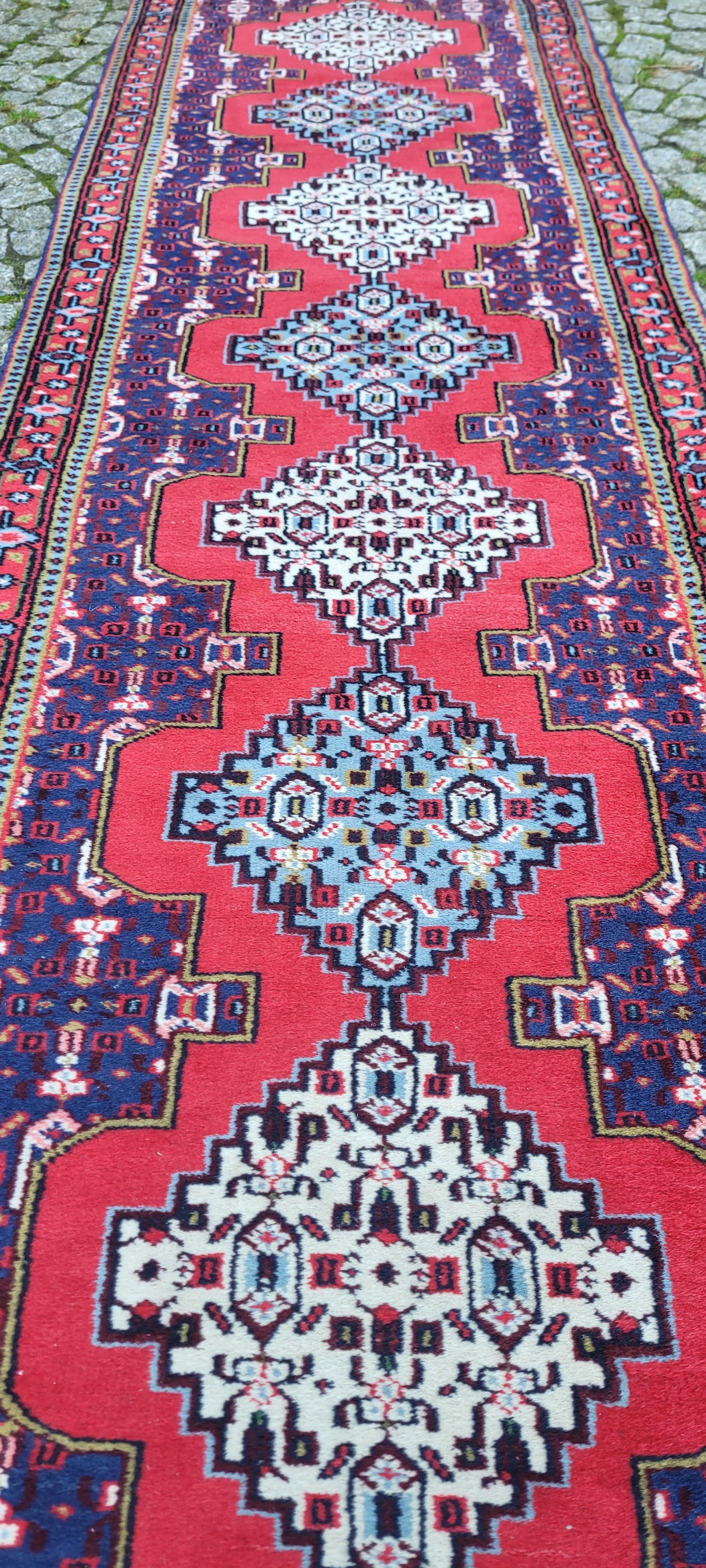 Dywan Kazak 255x73cm, multikolor, wełna, Indie, początek XX w. - 130051