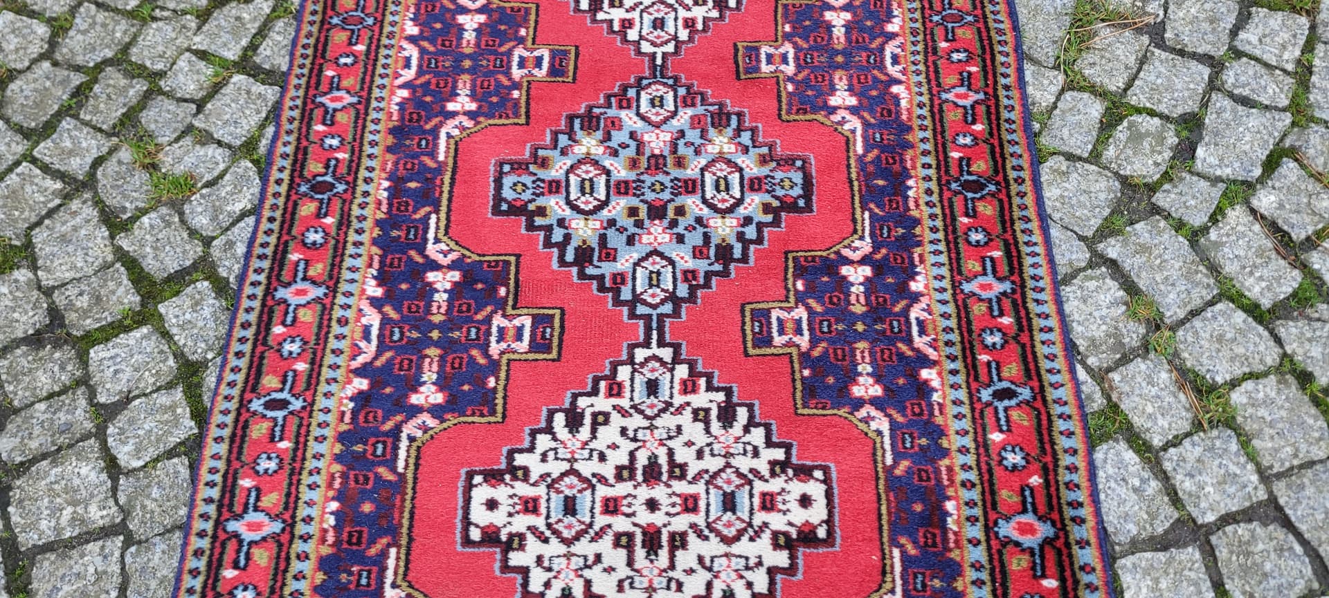 Dywan Kazak 255x73cm, multikolor, wełna, Indie, początek XX w. - 130054