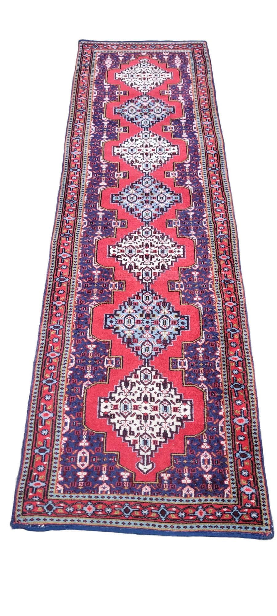 Dywan Kazak 255x73cm, multikolor, wełna, Indie, początek XX w.