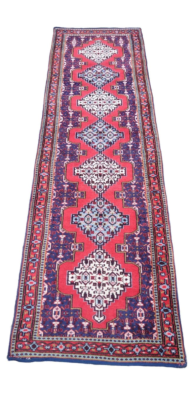 Dywan Kazak 255x73cm, multikolor, wełna, Indie, początek XX w. - WYMIARY