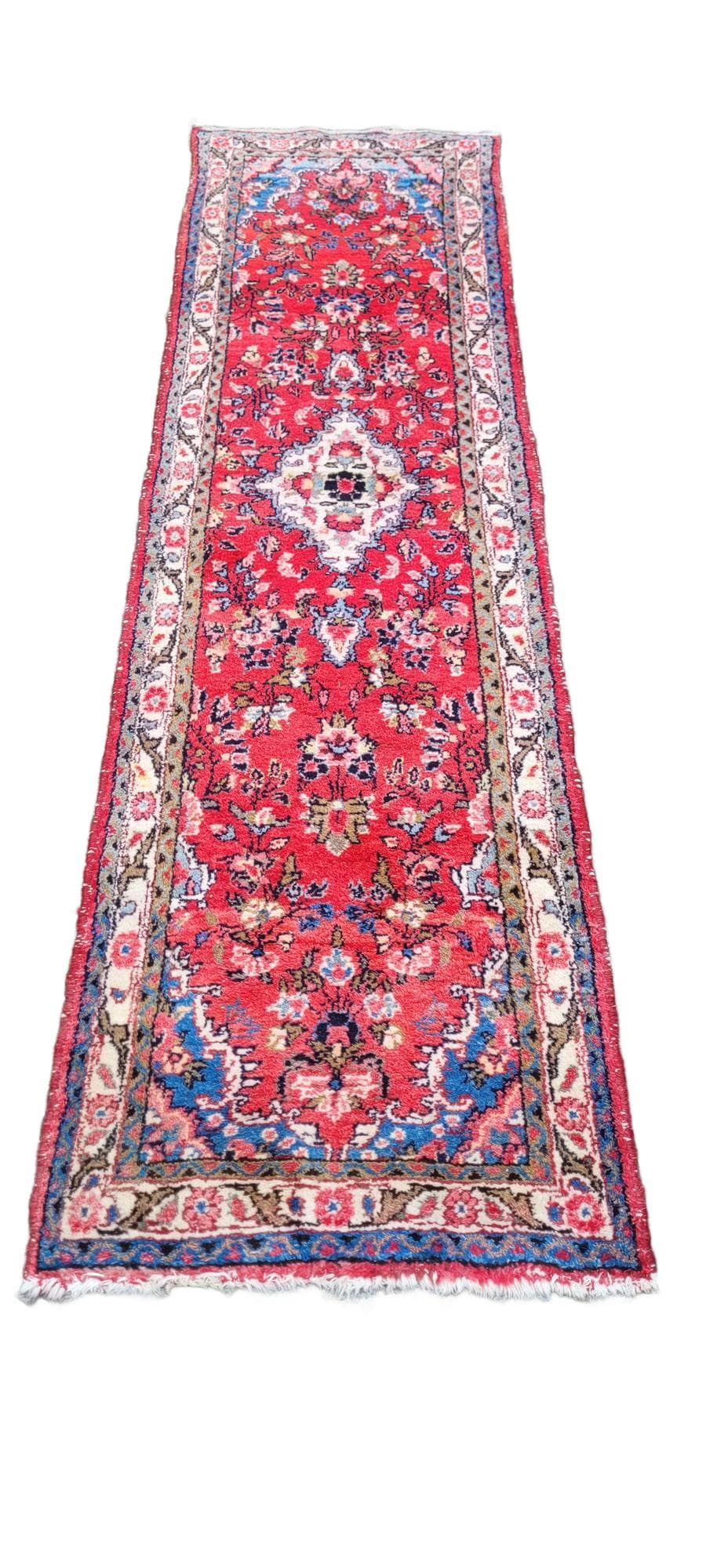 Chodnik Hamadan 78x285 cm, czerwony, wełna, Iran, lata 20.