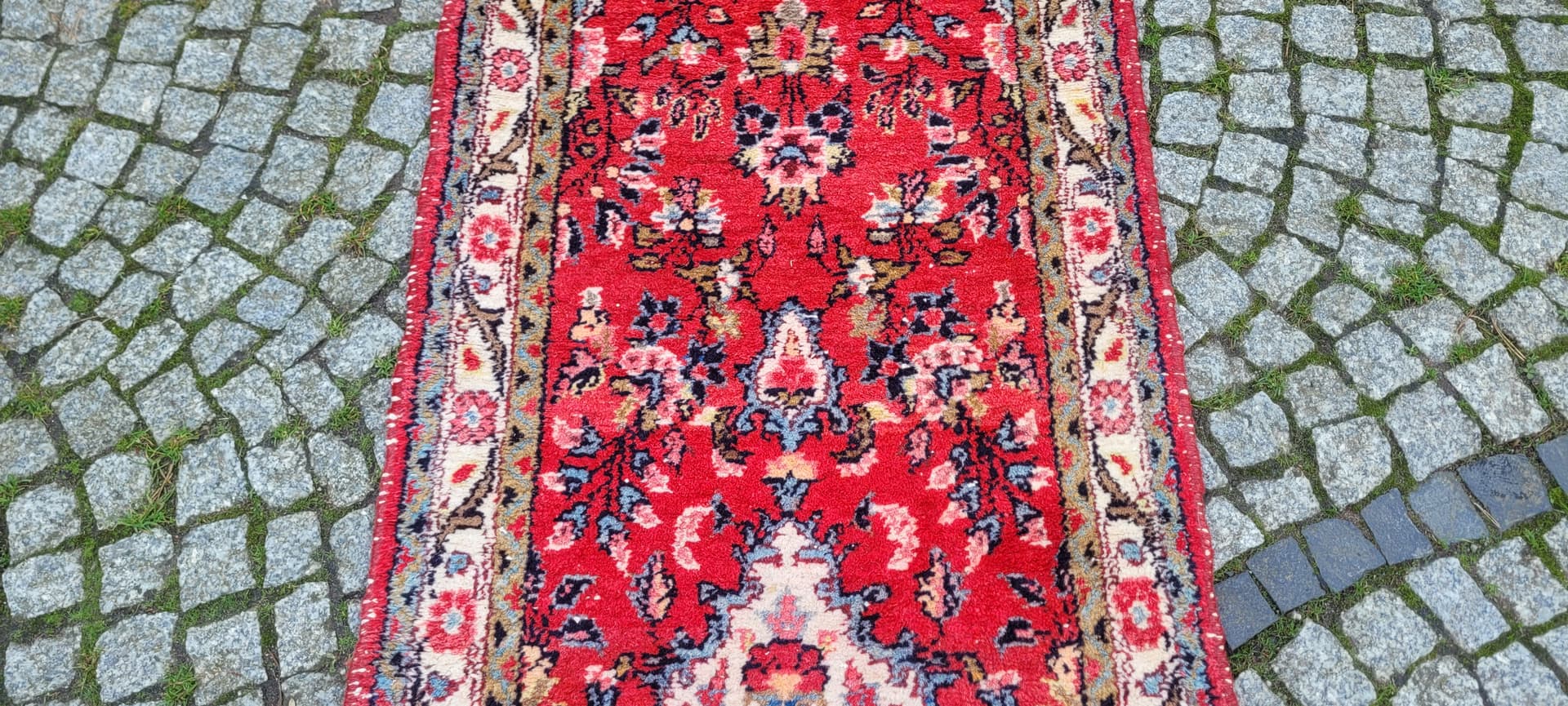 Chodnik Hamadan 78x285 cm, czerwony, wełna, Iran, lata 20. - 130632