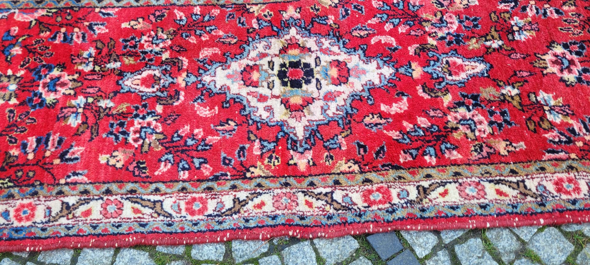 Chodnik Hamadan 78x285 cm, czerwony, wełna, Iran, lata 20. - 130628