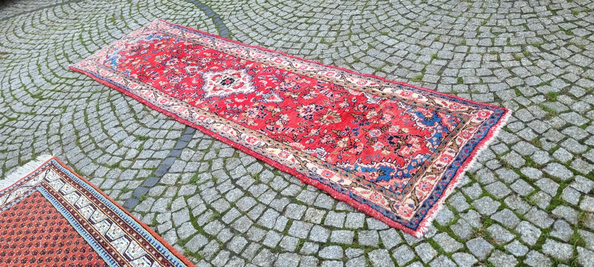 Chodnik Hamadan 78x285 cm, czerwony, wełna, Iran, lata 20. - 130626