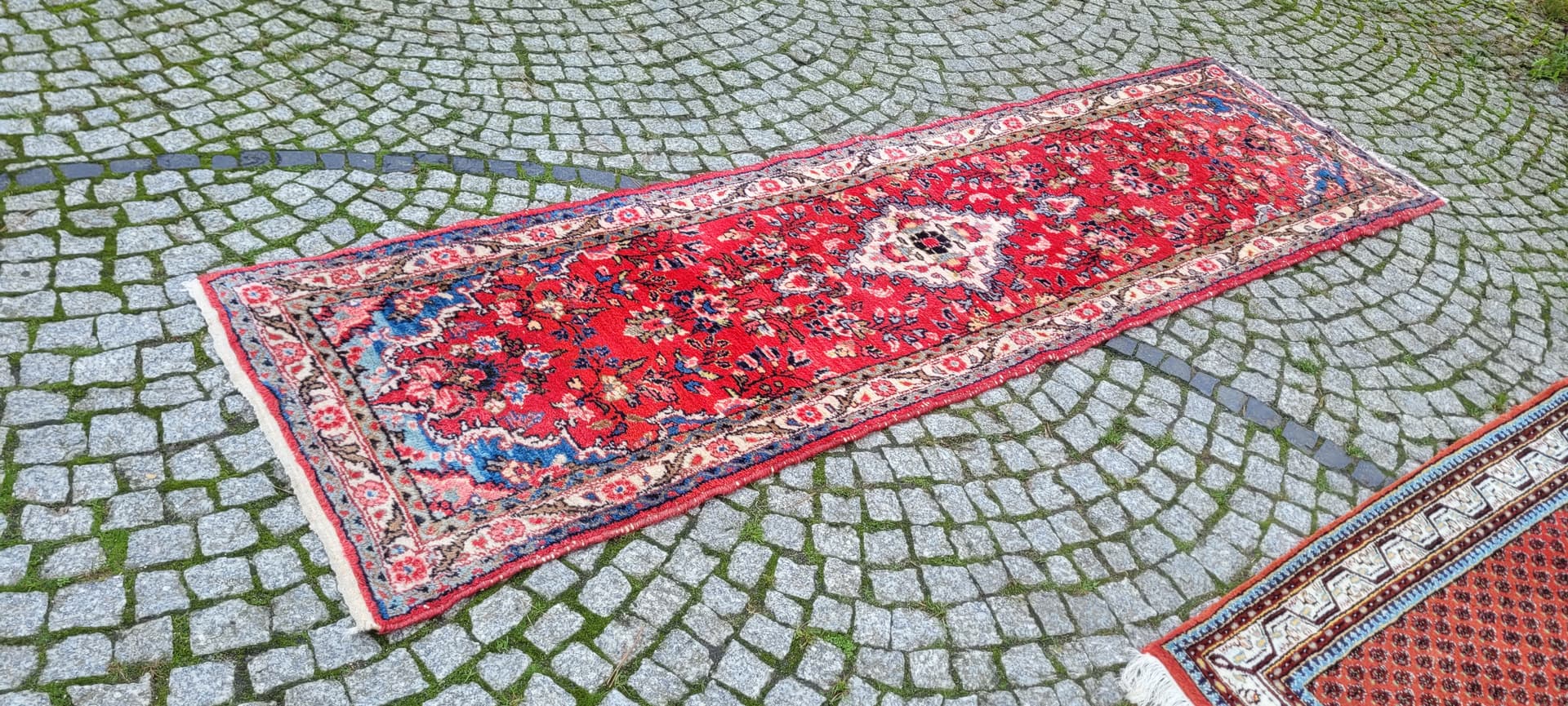 Chodnik Hamadan 78x285 cm, czerwony, wełna, Iran, lata 20. - 130630