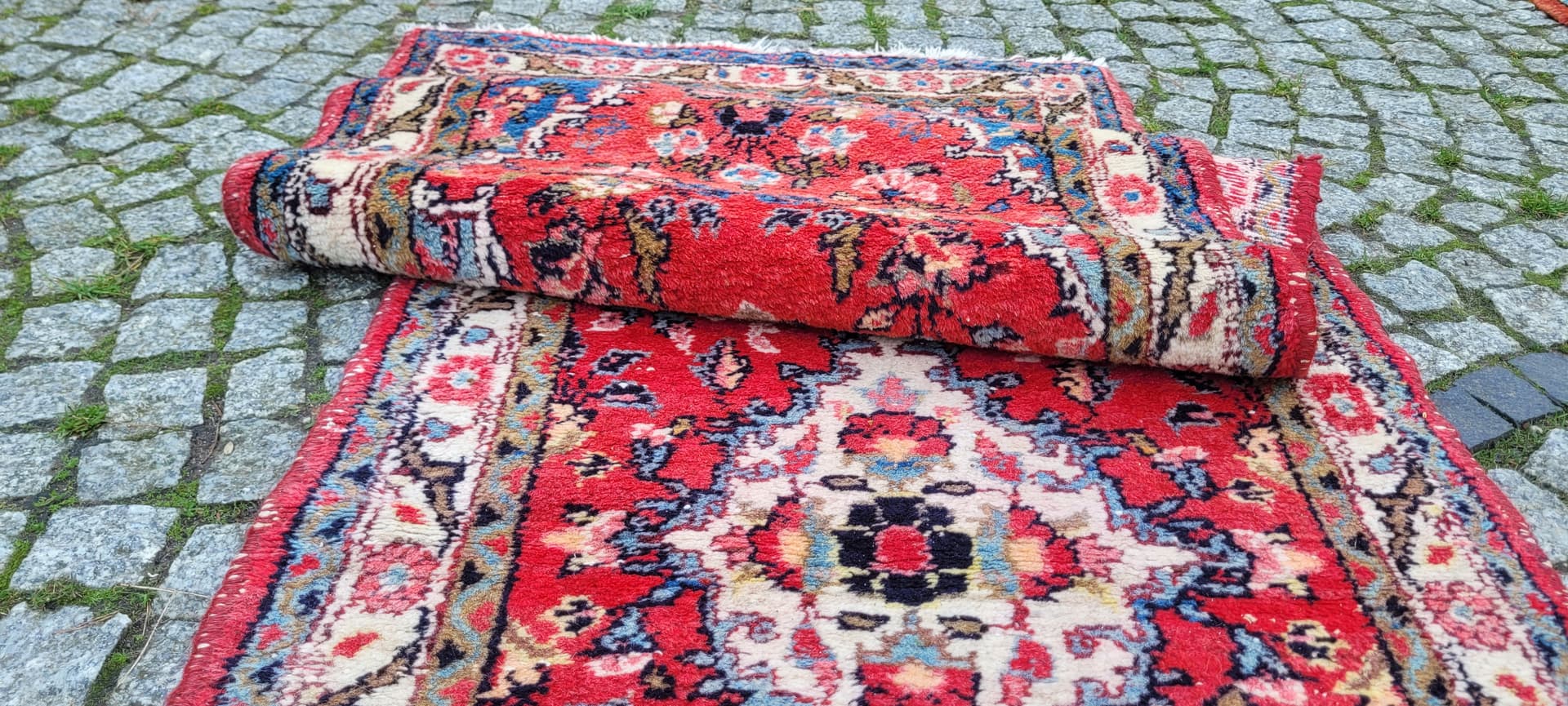 Chodnik Hamadan 78x285 cm, czerwony, wełna, Iran, lata 20. - 130624
