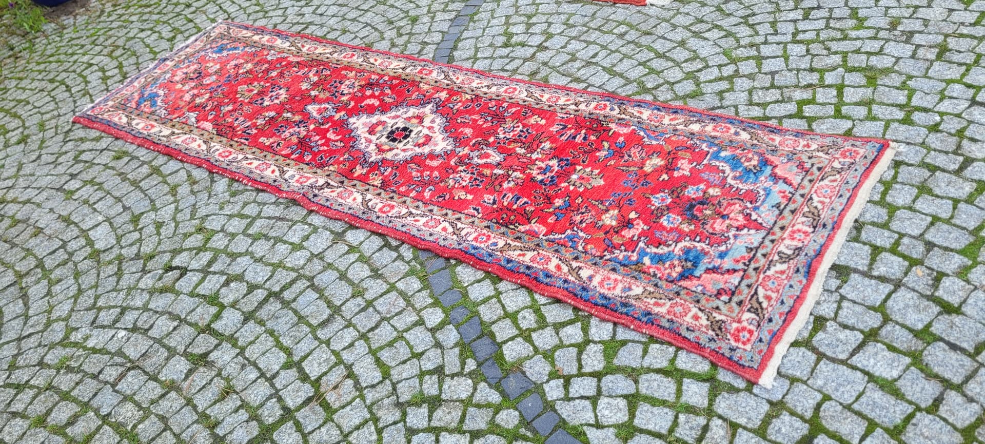 Chodnik Hamadan 78x285 cm, czerwony, wełna, Iran, lata 20. - 130629