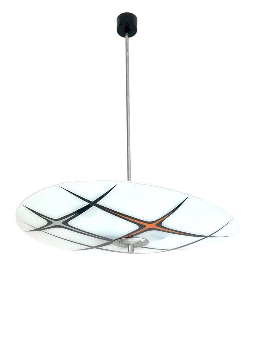 Pendant lamp, white glass, Czechoslovakia, 1960s.