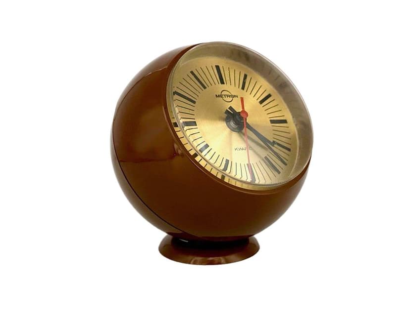 Zegar Space Age, brązowy, plastik, Polska, lata 70.