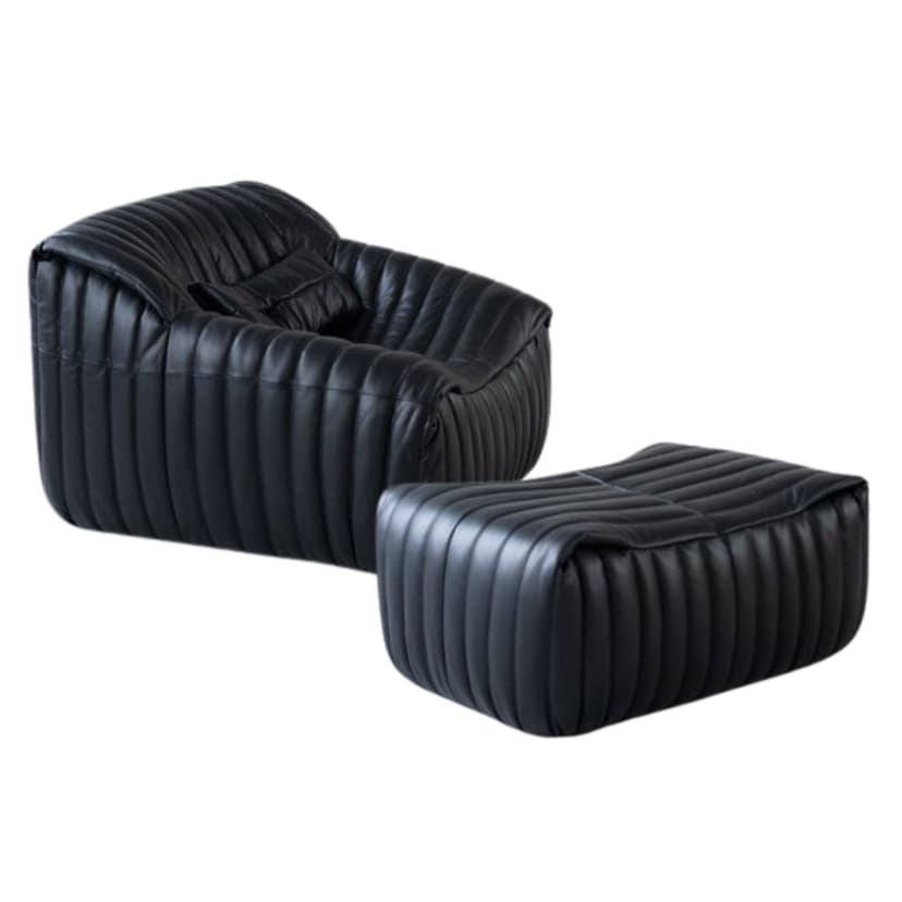 Sofa z podnóżkiem Sandra, czarna, proj. A. Hiéronimus, Ligne Roset, lata 70.