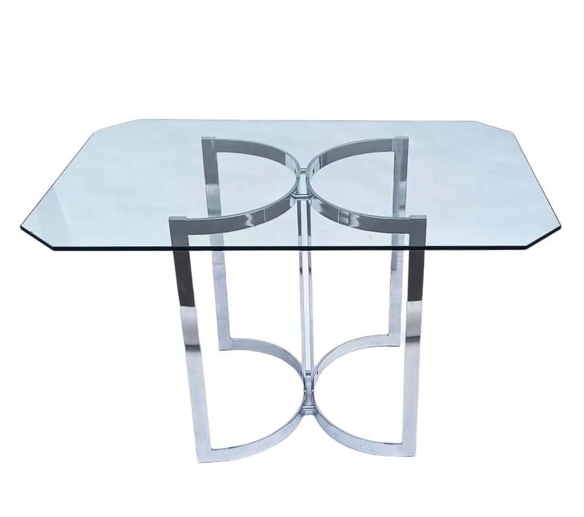 Postmodernistyczny stół z kryształowym blatem, Allmilmö. Niemcy, lata 90.