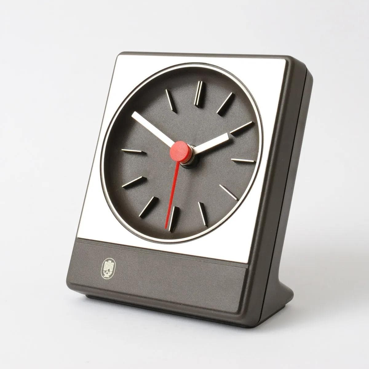 Desk Clock Aachen, dark brown plastic, Germany, 1980s. - 160485