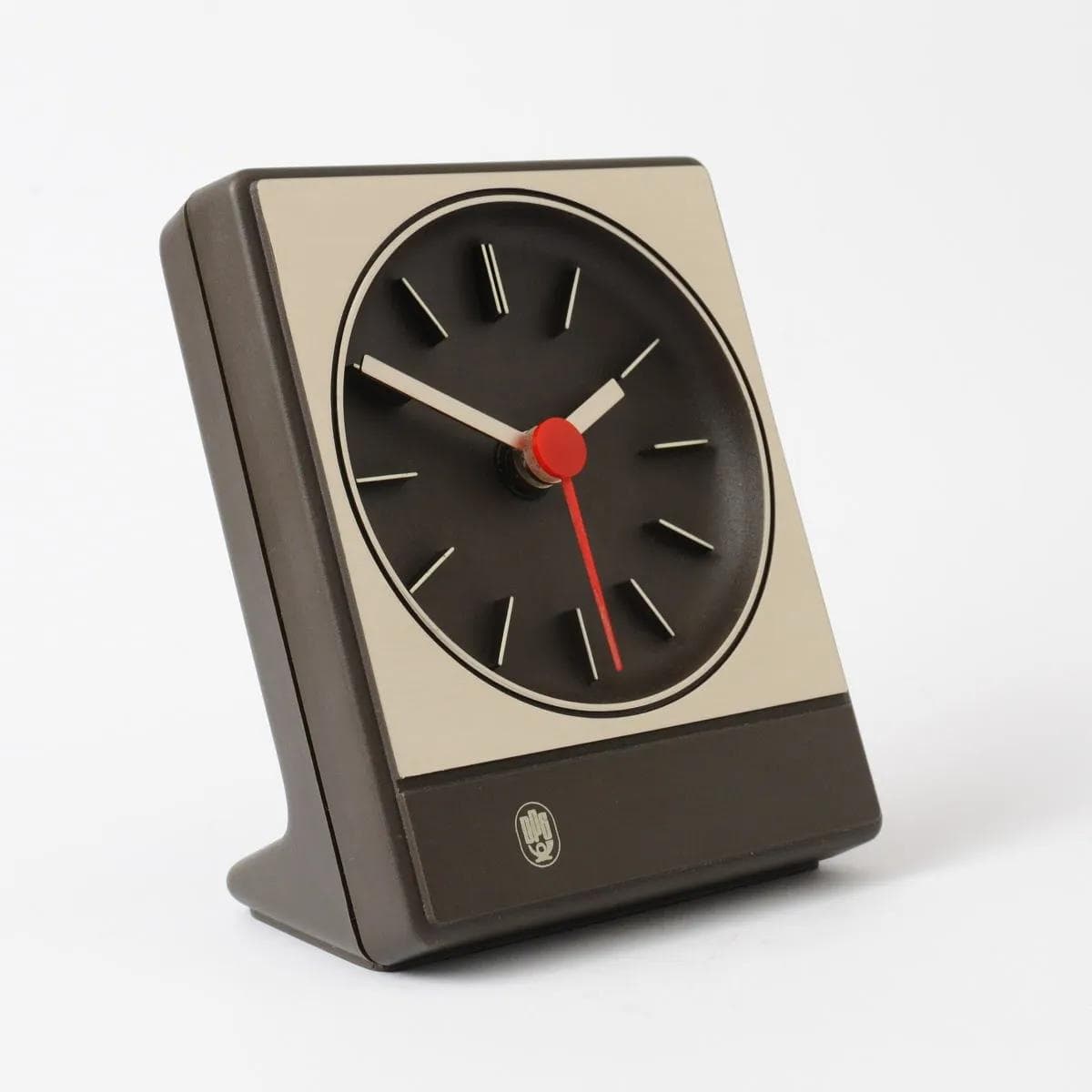 Desk Clock Aachen, dark brown plastic, Germany, 1980s. - 160487