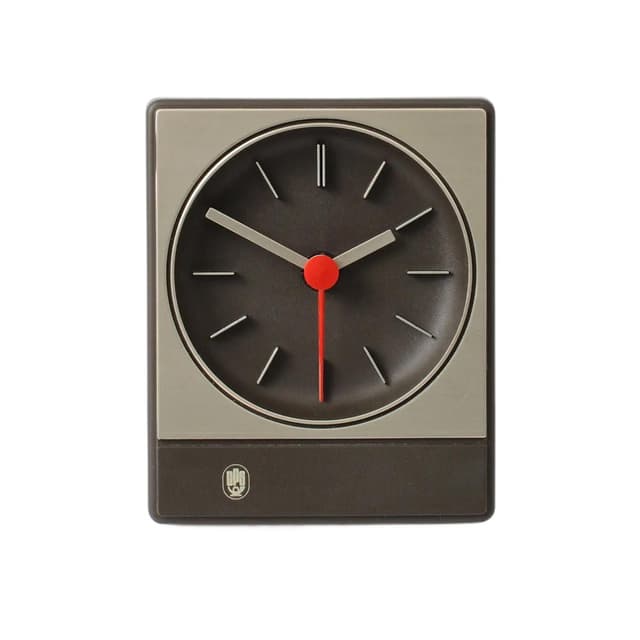 Desk Clock Aachen, dark brown plastic, Germany, 1980s. - DIMENSION