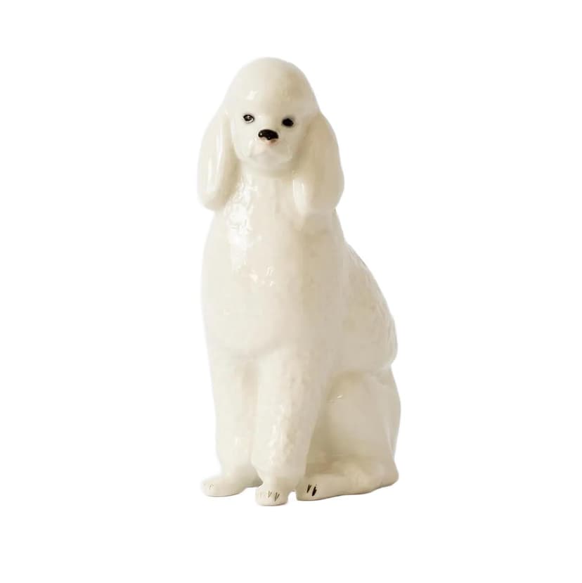 Poodle figurine, white porcelain, Lomonosov, USSR, 1960s.