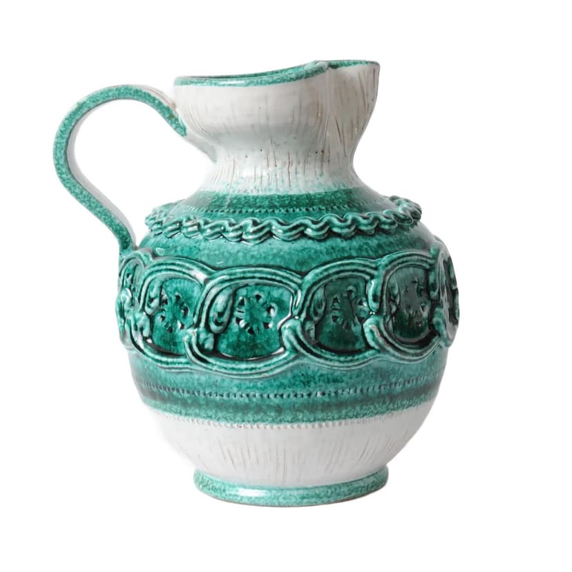 Jug, Nuovo Rinascimento, turquoise, ceramics, Italy, 1960s.