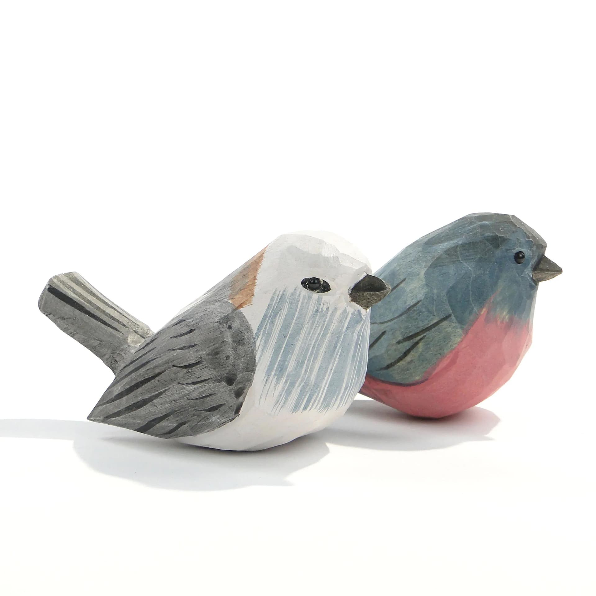 Pair of bird figurines, multicolor wood, Poland, 21st c. - 163478