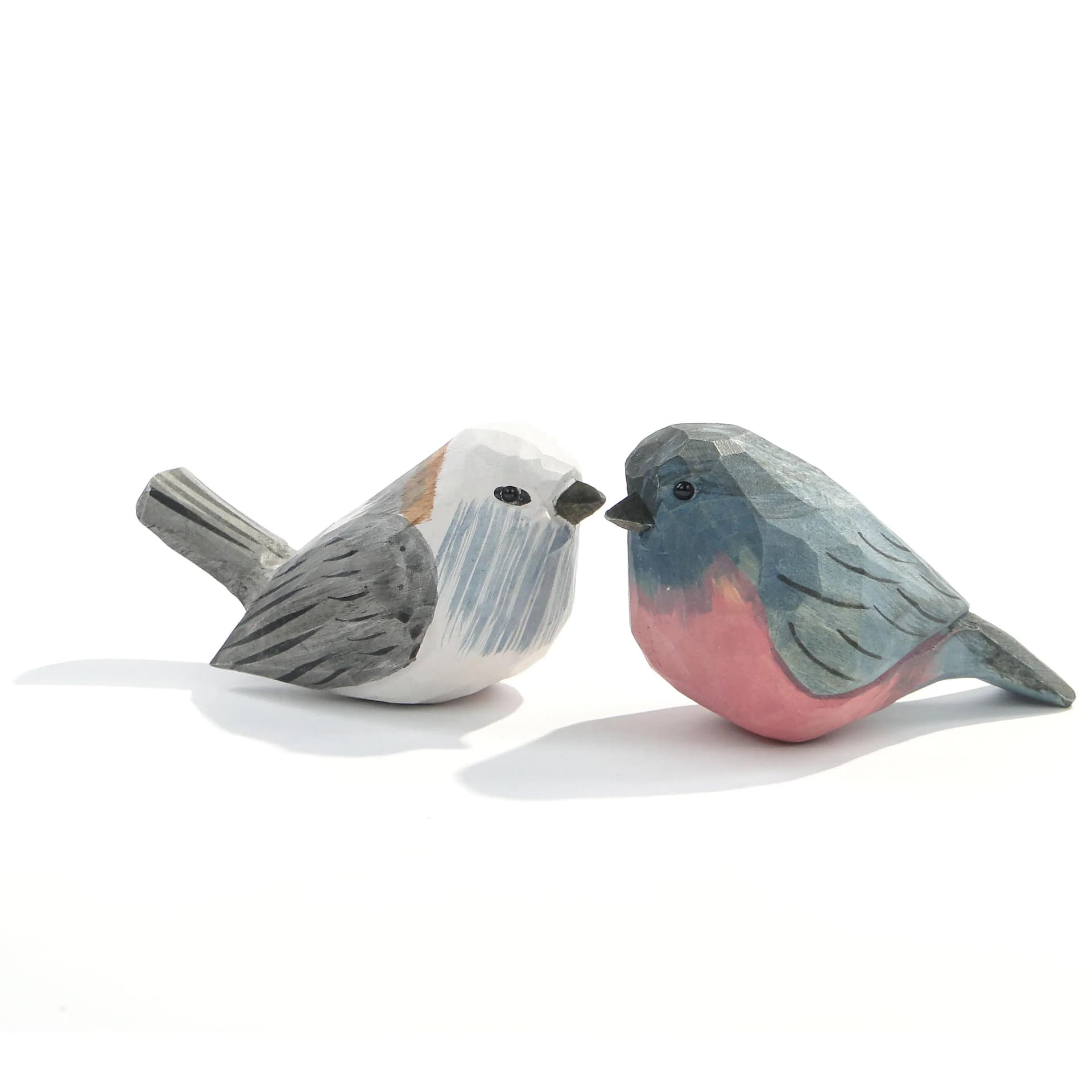 Pair of bird figurines, multicolor wood, Poland, 21st c. - 163476