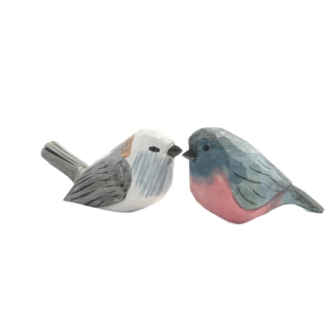 Pair of bird figurines, multicolor wood, Poland, 21st c. - DIMENSION