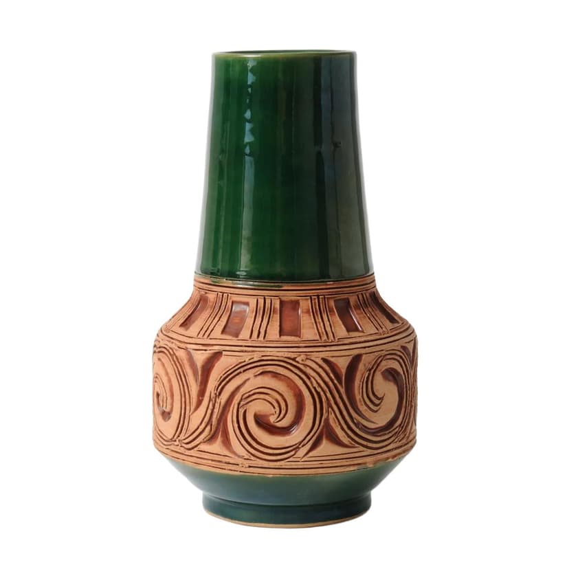 Vase, dark green, ceramics, Fratelli Fanciullacci, Italy, 1960s.