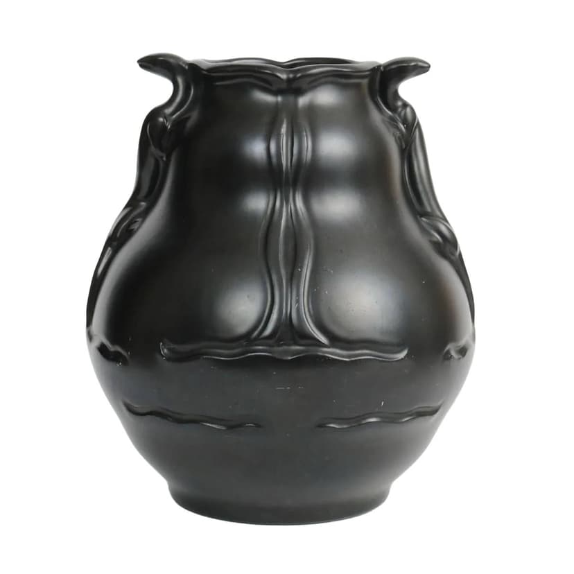 Vase, black porcelain, Netherlands, 1930s.