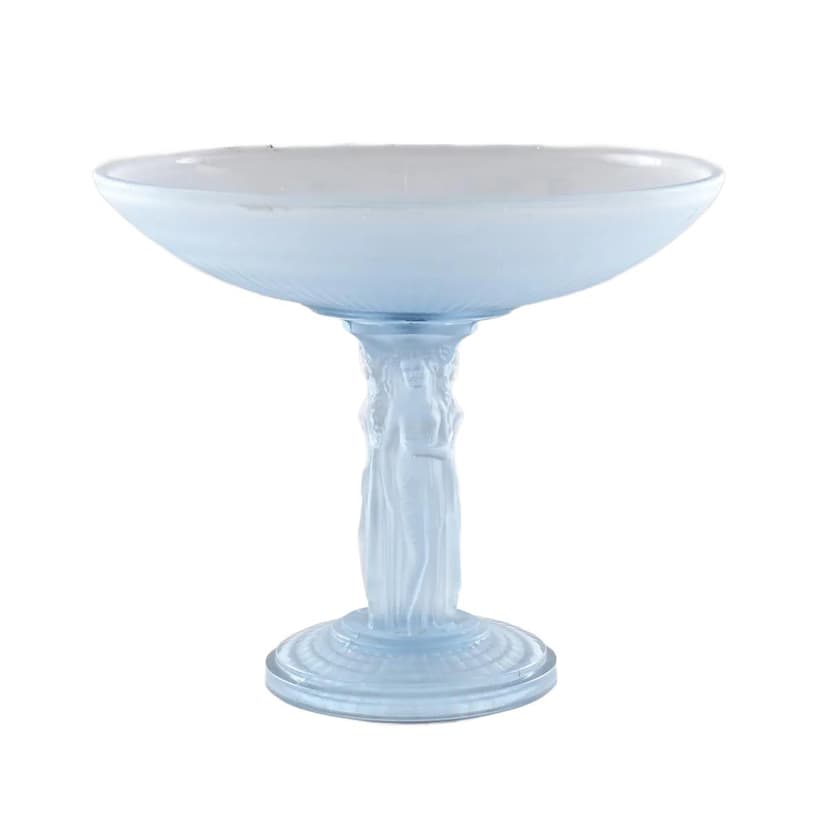 Patera Trzy Gracje, turkusowy, szkło, proj. E. Franckhauser, Jobling, Wielka Brytania, lata 30.