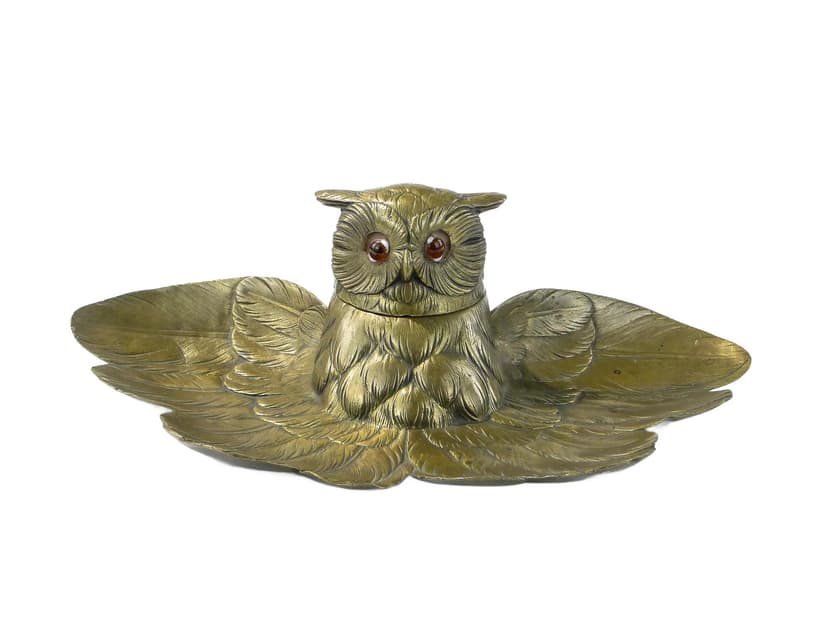 Kałamarz gabinetowy, Art Nouveau, brąz złocony, Polska, początek XX w.