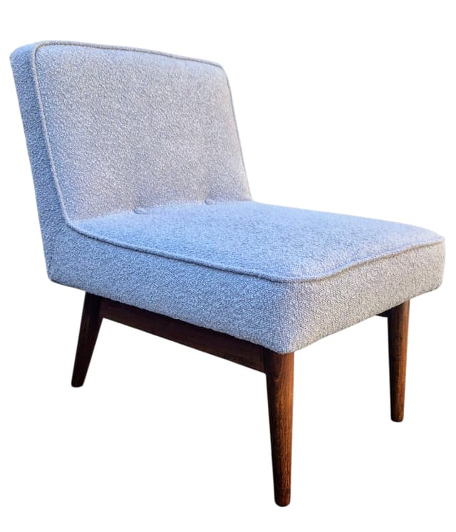 Fotel z błękitną tapicerką boucle, lata 60. XX w. - WYMIARY
