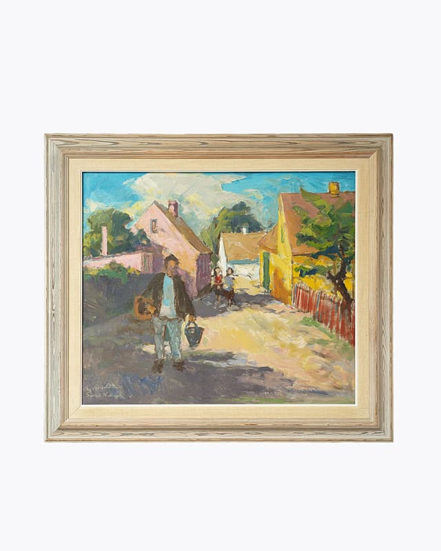 Obraz przedstawiający scenę z życia codziennego na Bornholmie, autor : Svend Nielsen. - WYMIARY