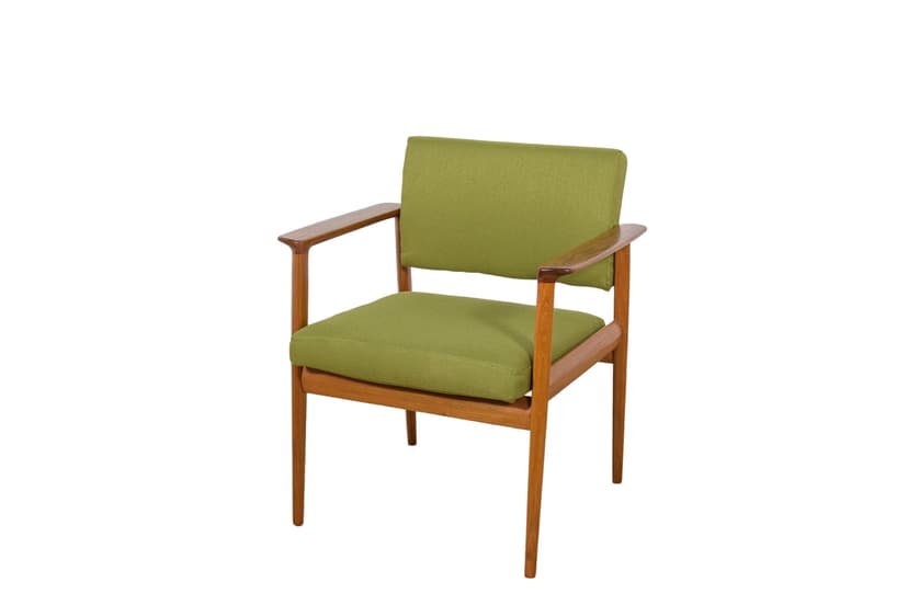 Fotel, tkanina zielona, teak, Dania, lata 60.