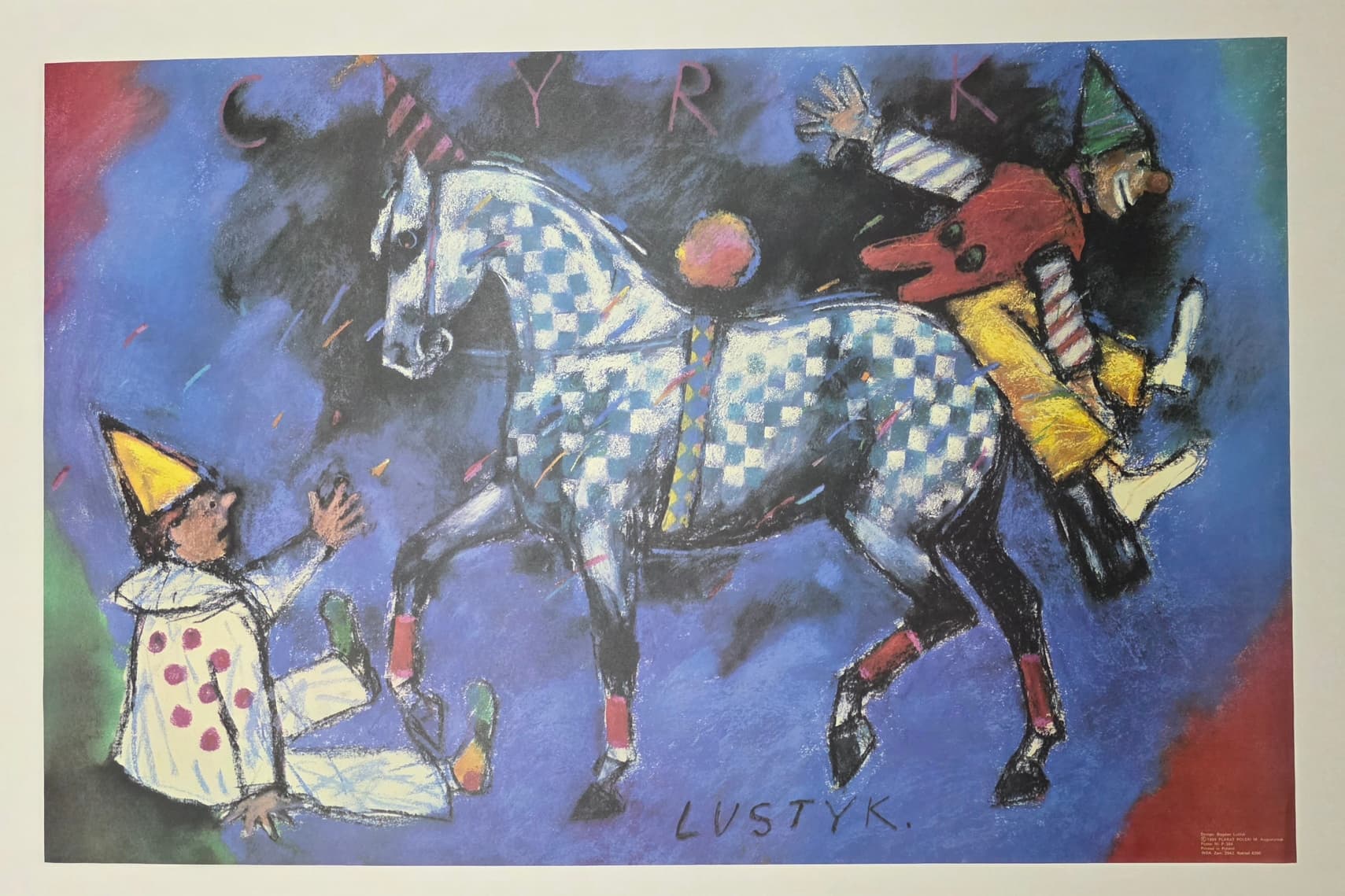 Cyrk koń w szachownicę (Original circus poster), by B. Lustyk, 1985