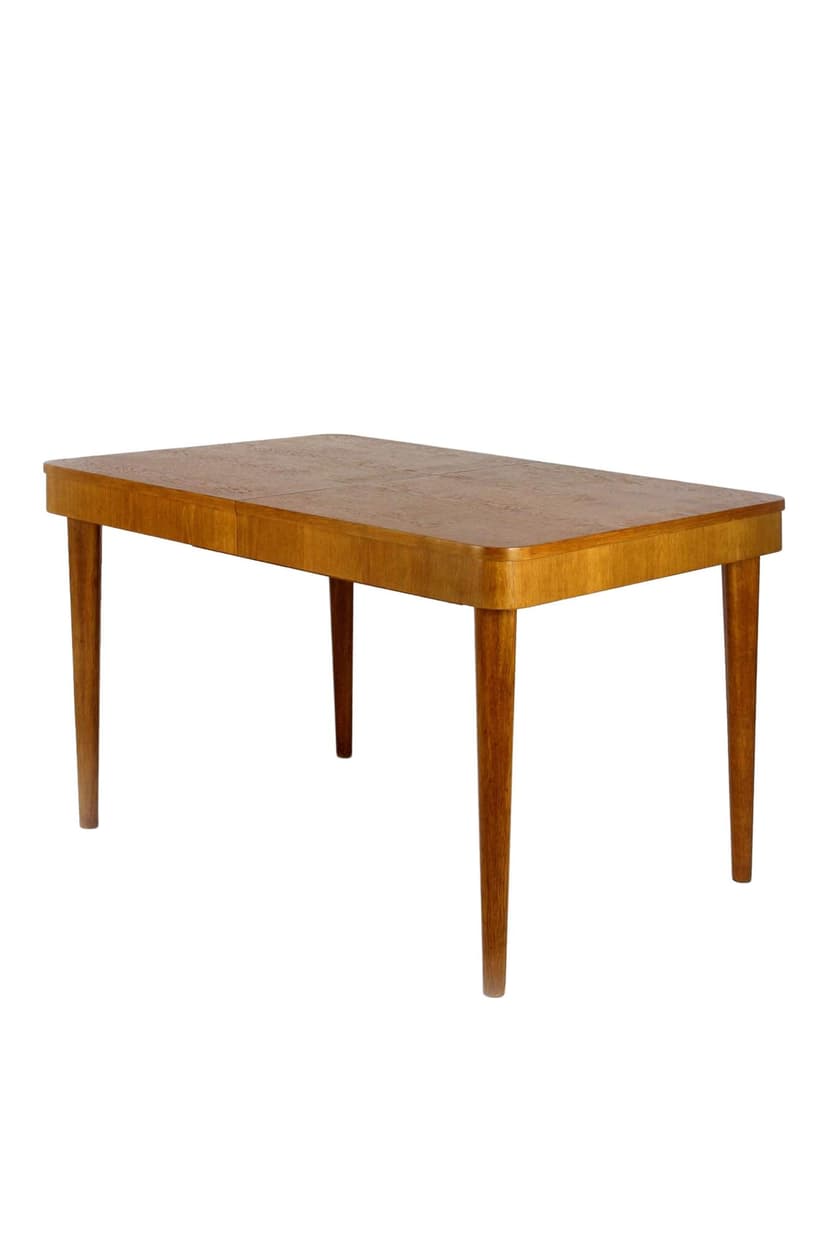 Extendable Table, light brown oak, by J. Halabala, Czech Republic, 1950s