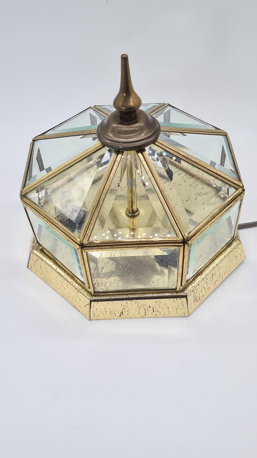 Lampa sufitowa, plafon LUMINAIRE w stylu Hollywood Regency z fazowanego szkła, lata 90 - 182009