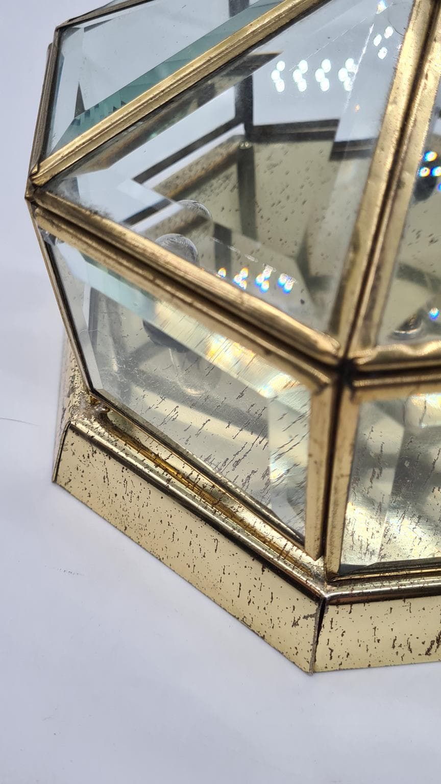 Lampa sufitowa, plafon LUMINAIRE w stylu Hollywood Regency z fazowanego szkła, lata 90 - 182010