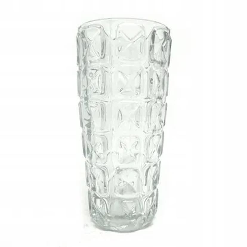 Vase, mid-century modern, transparent glass, Ząbkowice, Poland, 1970s.