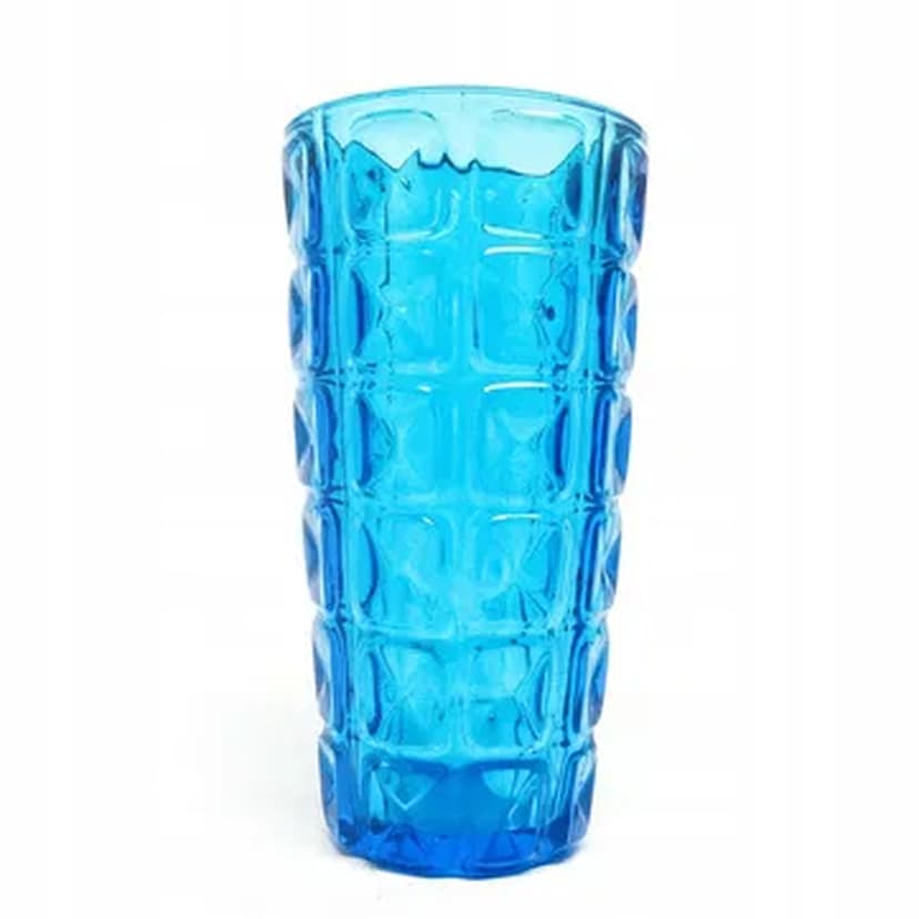 Mid-century modern vase, blue pressed glass, HSG Ząbkowice, Poland, 1970s.