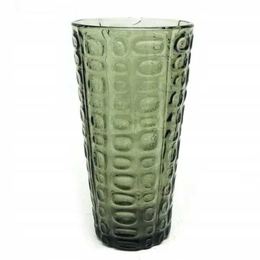 Modernism vase, green glass, Ząbkowice, Poland, 1970s.