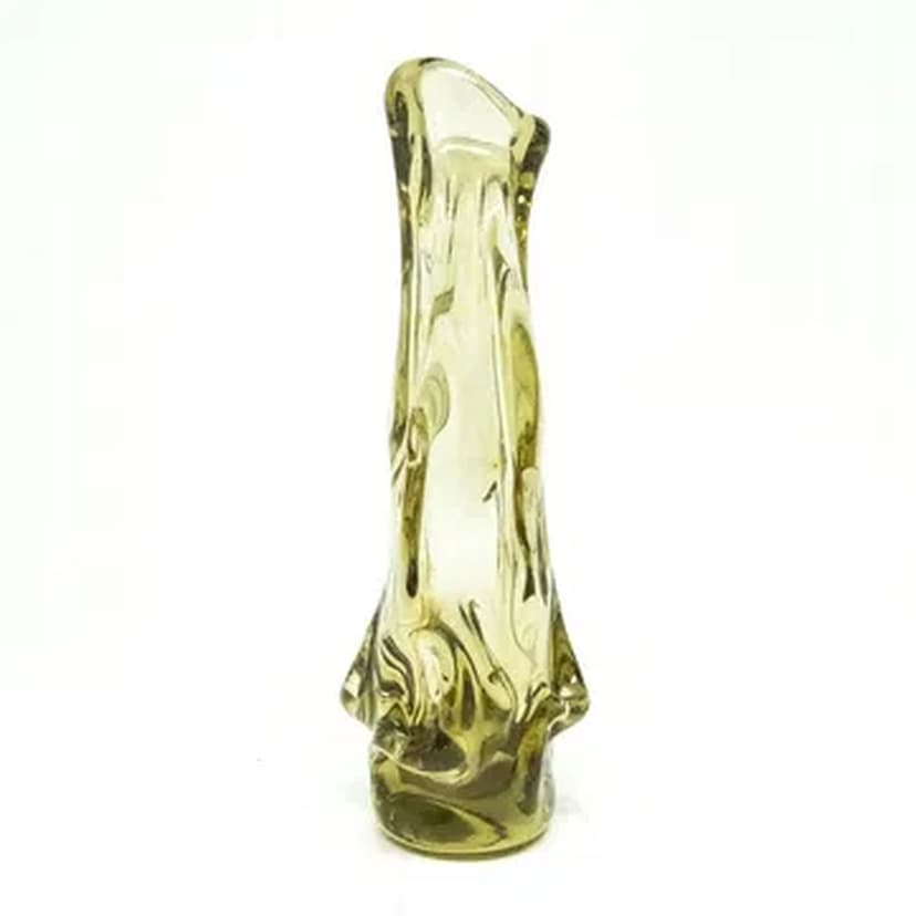 Sekacz Modernism vase, crumpled glass, Huta Wołomin, Poland, 1980s.