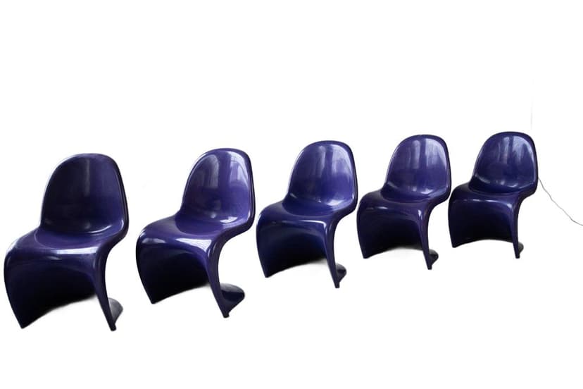 set of five Panton chairs, violet, plastic