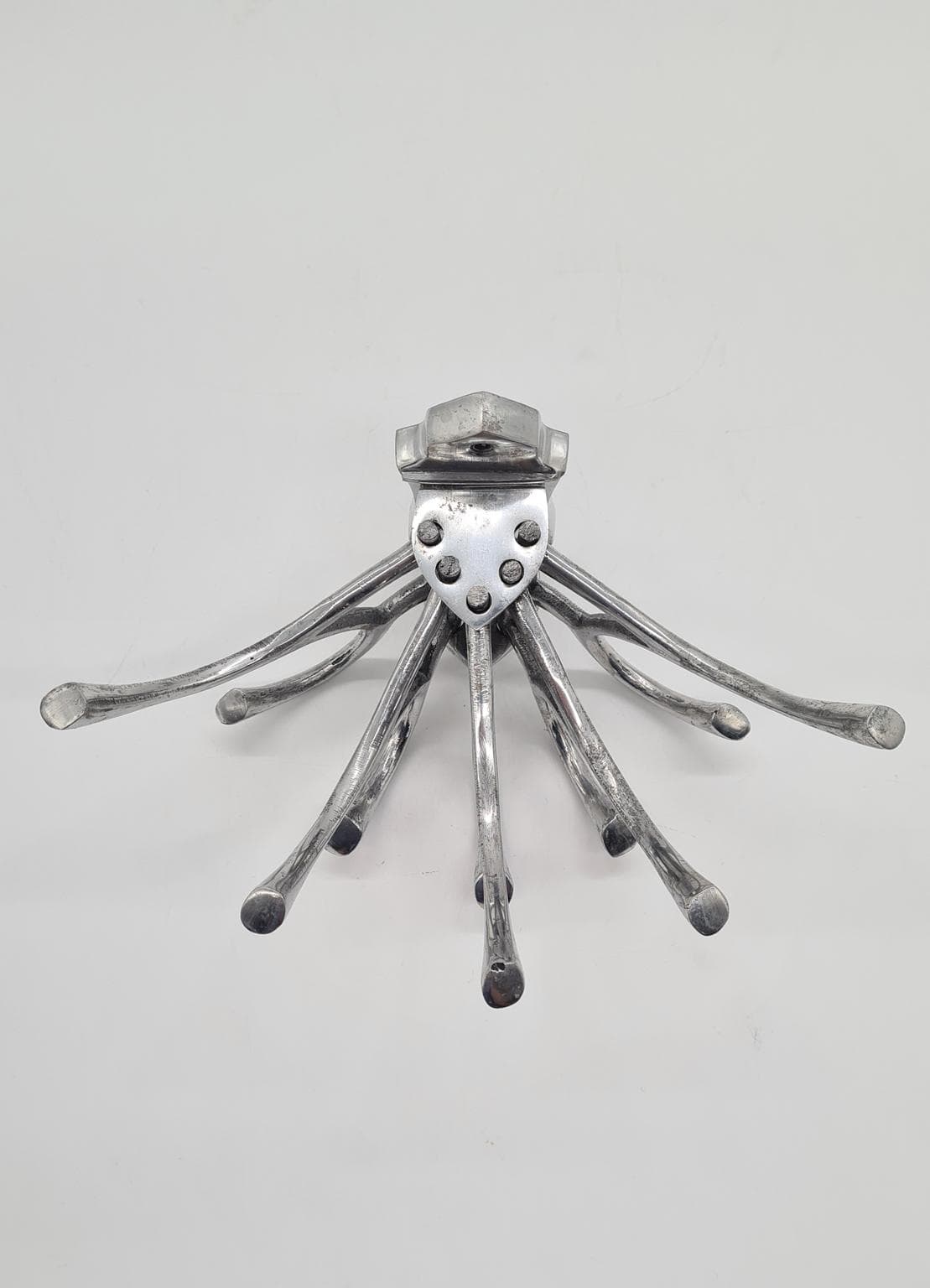 Vintage wieszak ścienny z aluminium | regulowane ramiona | styl industrial / mid-century - 185829