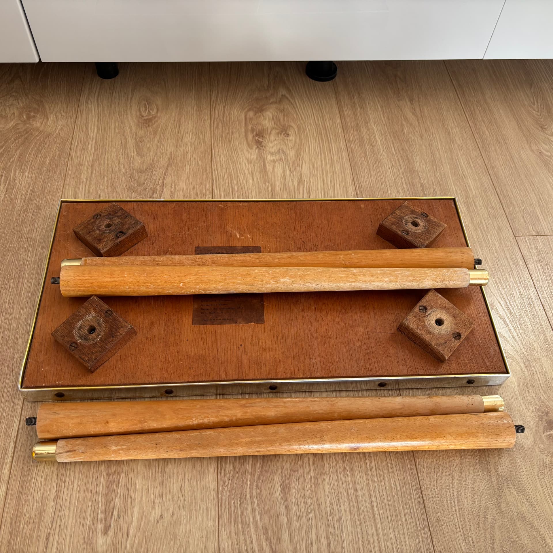 Stolik pomocniczy, szary, ceramika aluminium drewno, Niemcy, lata 70. - 191668