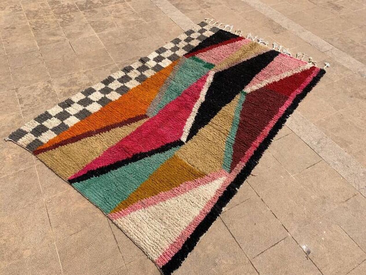 Handwoven rug 160x240 cm, wool, multicolour, Morocco - 199722