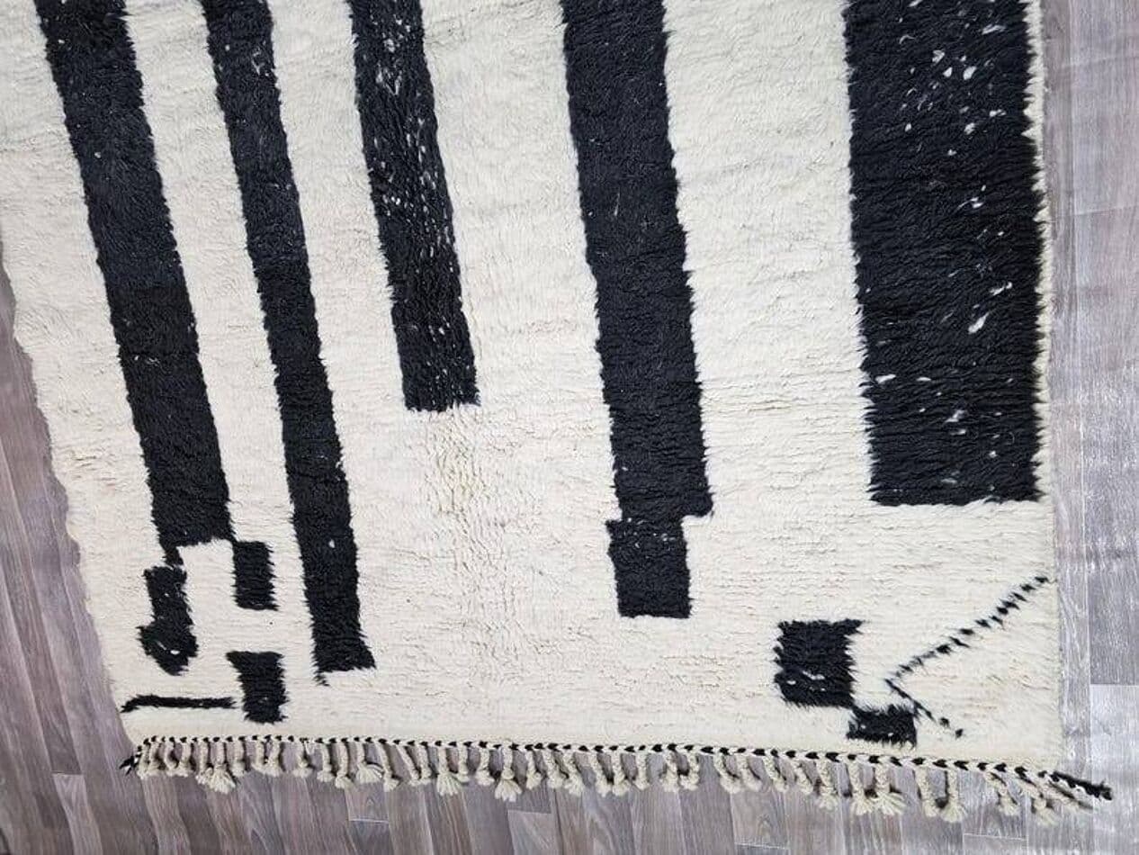 Ręcznie tkany dywan 150x250 cm, wełna, biały, czarny, Maroko - 199653