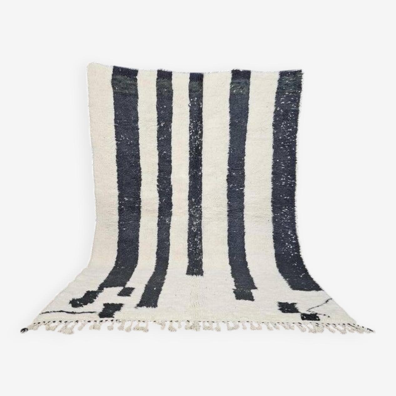 Ręcznie tkany dywan 150x250 cm, wełna, biały, czarny, Maroko - 199648