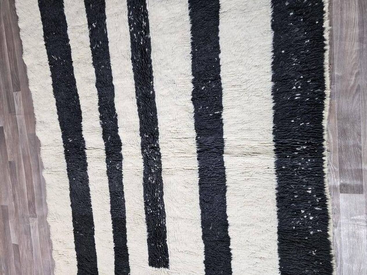 Ręcznie tkany dywan 150x250 cm, wełna, biały, czarny, Maroko - 199654