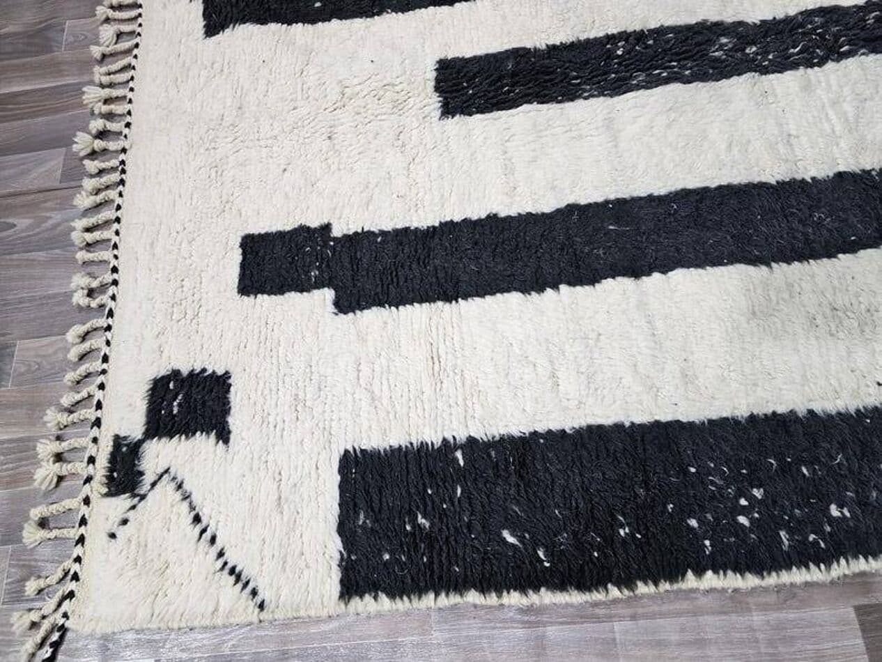 Ręcznie tkany dywan 150x250 cm, wełna, biały, czarny, Maroko - 199652