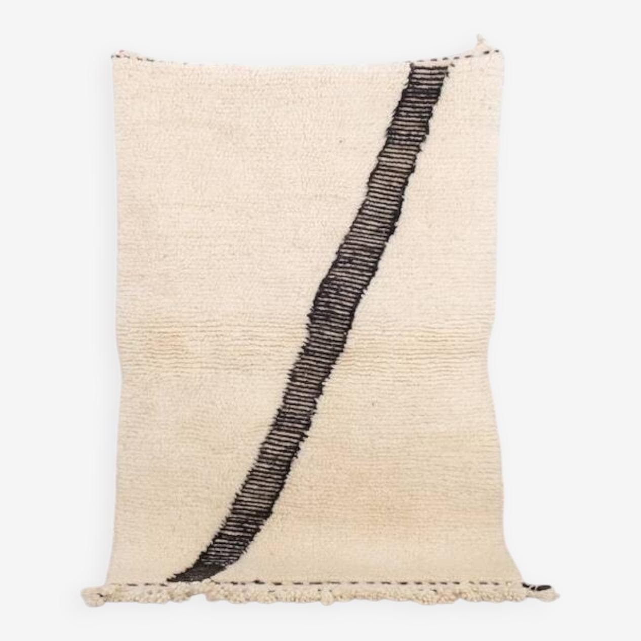 Handwoven rug 150x250 cm, wool, ivory, black, Morocco - 199558